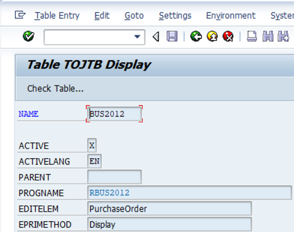 Show Table TOJTB